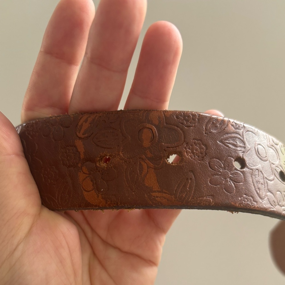 Fossil Tooled Embossed Genuine Leather Belt Flower Pattern Large - Picture 9 of 9